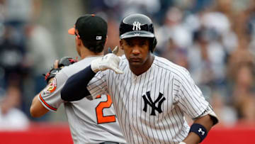 NEW YORK, NY - SEPTEMBER 23: Miguel Andujar #41 of the New York Yankees reacts after his third inning double against the Baltimore Orioles at Yankee Stadium on September 23, 2018 in the Bronx borough of New York City. (Photo by Jim McIsaac/Getty Images)