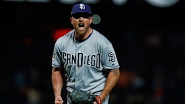 SAN FRANCISCO, CA - APRIL 08: Kirby Yates #39 of the San Diego Padres celebrates after the game against the San Francisco Giants at Oracle Park on April 8, 2019 in San Francisco, California. The San Diego Padres defeated the San Francisco Giants 6-5. (Photo by Jason O. Watson/Getty Images)