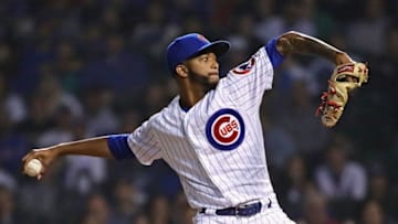 CHICAGO, ILLINOIS - JUNE 09: Carl Edwards Jr. #6 of the Chicago Cubspitches against the St. Louis Cardinals at Wrigley Field on June 09, 2019 in Chicago, Illinois. The Cubs defeated the Cardinals 5-1. (Photo by Jonathan Daniel/Getty Images)