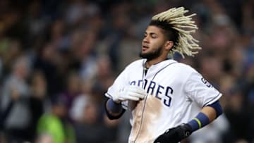 SAN DIEGO, CALIFORNIA - JUNE 18: Fernando Tatis Jr. #23 of the San Diego Padres runs to home plate during a game against the Milwaukee Brewersat PETCO Park on June 18, 2019 in San Diego, California. (Photo by Sean M. Haffey/Getty Images)