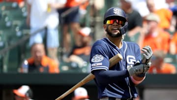 BALTIMORE, MARYLAND - JUNE 26: Fernando Tatis Jr. #23 of the San Diego Padres looks on against the Baltimore Orioles in the fir at Oriole Park at Camden Yards on June 26, 2019 in Baltimore, Maryland. (Photo by Rob Carr/Getty Images)