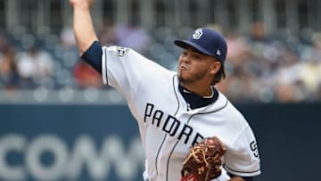 SAN DIEGO, CA - JULY 30: Dinelson Lamet #29 of the San Diego Padres pitches during the first inning of a baseball game against the Baltimore Orioles at Petco Park July 30, 2019 in San Diego, California. (Photo by Denis Poroy/Getty Images)