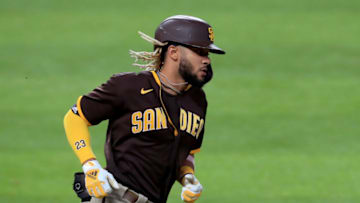 ARLINGTON, TEXAS - AUGUST 17: Fernando Tatis Jr. #23 of the San Diego Padres rounds the bases after hitting a three-run home run against the Texas Rangers in the top of the seventh inning at Globe Life Field on August 17, 2020 in Arlington, Texas. (Photo by Tom Pennington/Getty Images)