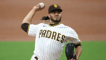 SAN DIEGO, CALIFORNIA - SEPTEMBER 07: Dinelson Lamet #29 of the San Diego Padres pitches during the first inning of a game against the Colorado Rockies at PETCO Park on September 07, 2020 in San Diego, California. (Photo by Sean M. Haffey/Getty Images)