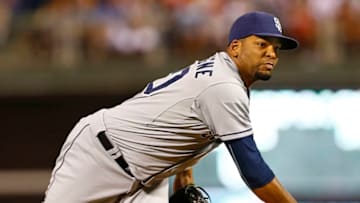 PHILADELPHIA, PA - AUGUST 28: Odrisamer Despaigne #40 of the San Diego Padres in action during a game against the Philadelphia Phillies at Citizens Bank Park on August 28, 2015 in Philadelphia, Pennsylvania. (Photo by Rich Schultz/Getty Images)