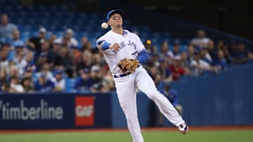 TORONTO, CANADA - SEPTEMBER 12: Troy Tulowitzki #2 of the Toronto Blue Jays makes the play and throws out the baserunner in the second inning during MLB game action against the Tampa Bay Rays on September 12, 2016 at Rogers Centre in Toronto, Ontario, Canada. (Photo by Tom Szczerbowski/Getty Images)