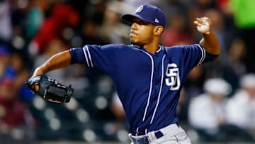 NEW YORK, NY - MAY 24: Jose Torres #76 of the San Diego Padres pitches in the third inning against the New York Mets at Citi Field on May 24, 2017 in the Flushing neighborhood of the Queens borough of New York City. (Photo by Jim McIsaac/Getty Images)