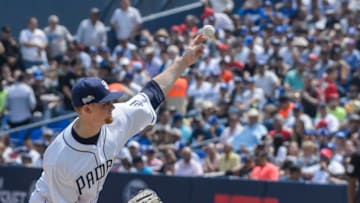 MONTERREY, MEXICO - MAY 06: Starting pitcher Eric Lauer #46 of San Diego Padres pitches in the first inning during the MLB game against the Los Angeles Dodgers at Estadio de Beisbol Monterrey on May 6, 2018 in Monterrey, Mexico. (Photo by Azael Rodriguez/Getty Images)