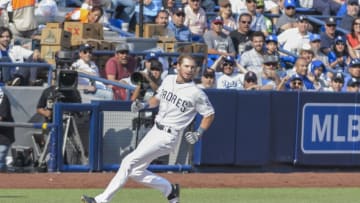 MONTERREY, MEXICO - MAY 06: Center fielder Travis Jankowski #16 of San Diego Padres gets to third base after hitting a triple in the seventh inning during the MLB game against the Los Angeles Dodgers at Estadio de Beisbol Monterrey on May 6, 2018 in Monterrey, Mexico. Padres defeated Dodgers 3-0. (Photo by Azael Rodriguez/Getty Images)