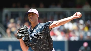 SAN DIEGO, CA - MAY 13: Clayton Richard #3 of the San Diego Padres pitches during the first inning of a baseball game against the St. Louis Cardinals at PETCO Park on May 13, 2018 in San Diego. (Photo by Denis Poroy/Getty Images)
