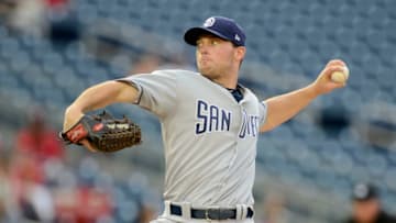WASHINGTON, DC - MAY 21: Robbie Erlin #41 of the San Diego Padres pitches in the first inning against the Washington Nationals at Nationals Park on May 21, 2018 in Washington, DC. (Photo by Greg Fiume/Getty Images)