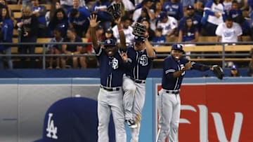 LOS ANGELES, CA - AUGUST 11: (L-R) Jose Pirela