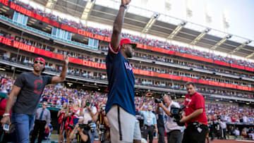 CLEVELAND, OH - OCTOBER 7: LeBron James #23 of the Cleveland Cavaliers is introduced before game two of the American League Division Series between the Boston Red Sox and the Cleveland Indians on October 7, 2016 at Progressive Field in Cleveland, Ohio. (Photo by Billie Weiss/Boston Red Sox/Getty Images)