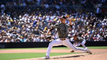 May 29, 2022; San Diego, California, USA; San Diego Padres starting pitcher MacKenzie Gore (1) throws a pitch against the Pittsburgh Pirates during the seventh inning at Petco Park. Mandatory Credit: Orlando Ramirez-USA TODAY Sports