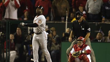 ANAHEIM, CA - OCTOBER 20: Left fielder Barry Bonds