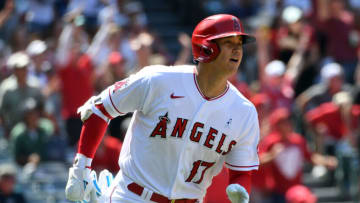 Los Angeles Angels designated hitter Shohei Ohtani (17) hits a two run home run against the Detroit Tigers. Mandatory Credit: Richard Mackson-USA TODAY Sports
