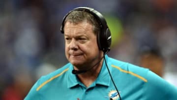Nov 9, 2014; Detroit, MI, USA; Miami Dolphins linebackers coach Mark Duffner against the Detroit Lions at Ford Field. Mandatory Credit: Andrew Weber-USA TODAY Sports