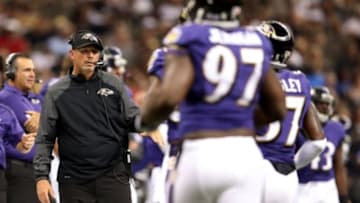 Aug 28, 2014; New Orleans, LA, USA; (Editors note: Caption correction) Baltimore Ravens linebacker coach Ted Monachino on the sidelines during their game against the New Orleans Saints at the Mercedes-Benz Superdome. Mandatory Credit: Chuck Cook-USA TODAY Sports
