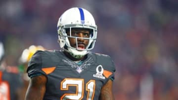 Jan 25, 2015; Phoenix, AZ, USA; Indianapolis Colts cornerback Vontae Davis (21) during the 2015 Pro Bowl at University of Phoenix Stadium. Mandatory Credit: Mark J. Rebilas-USA TODAY Sports