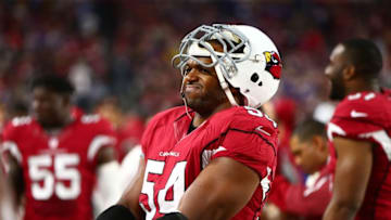 Dec 10, 2015; Glendale, AZ, USA; Arizona Cardinals linebacker Dwight Freeney (54) against the Minnesota Vikings at University of Phoenix Stadium. The Cardinals defeated the Vikings 23-20. Mandatory Credit: Mark J. Rebilas-USA TODAY Sports