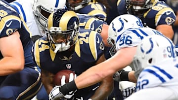 Aug 29, 2015; St. Louis, MO, USA; Indianapolis Colts defensive end Henry Anderson (96) tackles St. Louis Rams running back Isaiah Pead (24) during the second half at the Edward Jones Dome. Mandatory Credit: Jasen Vinlove-USA TODAY Sports