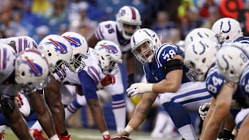 Aug 13, 2016; Orchard Park, NY, USA; Indianapolis Colts center Ryan Kelly (78) waits to snap the ball during the first half against the Buffalo Bills at Ralph Wilson Stadium. Mandatory Credit: Timothy T. Ludwig-USA TODAY Sports