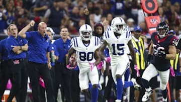 Oct 16, 2016; Houston, TX, USA; Indianapolis Colts wide receiver Chester Rogers (80) runs for yards after a reception during the first quarter against the Houston Texans at NRG Stadium. Mandatory Credit: Troy Taormina-USA TODAY Sports
