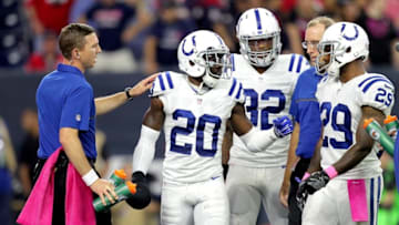 Oct 16, 2016; Houston, TX, USA; Indianapolis Colts cornerback Darius Butler (20) walks off the field after sustaining and injury against the Houston Texans during the fourth quarter at NRG Stadium. Mandatory Credit: Erik Williams-USA TODAY Sports