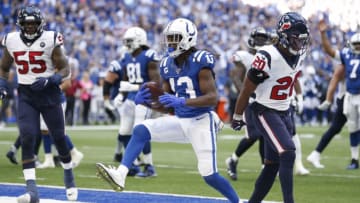 INDIANAPOLIS, INDIANA - OCTOBER 20: T.Y. Hilton #13 of the Indianapolis Colts runs into the end zone in the game against the Houston Texans at Lucas Oil Stadium on October 20, 2019 in Indianapolis, Indiana. (Photo by Justin Casterline/Getty Images)