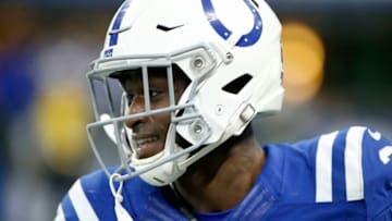 INDIANAPOLIS, INDIANA - DECEMBER 22: Pierre Desir #35 of the Indianapolis Colts celebrates after a interception in the game against the Carolina Panthers at Lucas Oil Stadium on December 22, 2019 in Indianapolis, Indiana. (Photo by Justin Casterline/Getty Images)