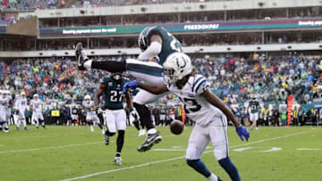 PHILADELPHIA, PA - SEPTEMBER 23: Defensive back Rodney McLeod #23 of the Philadelphia Eagles breaks up a pass intended for wide receiver T.Y. Hilton #13 of the Indianapolis Colts during the third quarter at Lincoln Financial Field on September 23, 2018 in Philadelphia, Pennsylvania. (Photo by Elsa/Getty Images)