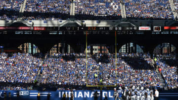 INDIANAPOLIS, IN - SEPTEMBER 30: The Indianapolis Colts huddle in the third quarter of the game against the Houston Texans at Lucas Oil Stadium on September 30, 2018 in Indianapolis, Indiana. (Photo by Bobby Ellis/Getty Images)
