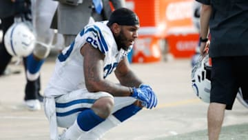JACKSONVILLE, FL - DECEMBER 02: Eric Ebron #85 of the Indianapolis Colts waits near the team area after the Jaguars defeated the Colts 6-0 at TIAA Bank Field on December 2, 2018 in Jacksonville, Florida. (Photo by Joe Robbins/Getty Images)