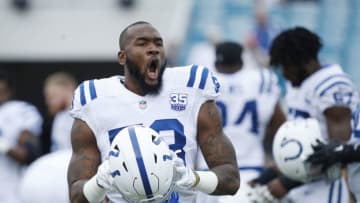 JACKSONVILLE, FLORIDA - DECEMBER 02: Darius Leonard #53 of the Indianapolis Colts warms up on the field prior to the start of their game against the Jacksonville Jaguars at TIAA Bank Field on December 02, 2018 in Jacksonville, Florida. (Photo by Joe Robbins/Getty Images)