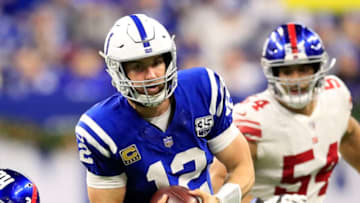 INDIANAPOLIS, INDIANA - DECEMBER 23: Andrew Luck #12 of the Indianapolis Colts runs the ball in the game against the New York Giants in the fourth quarter at Lucas Oil Stadium on December 23, 2018 in Indianapolis, Indiana. (Photo by Andy Lyons/Getty Images)