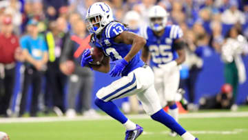 INDIANAPOLIS, INDIANA - DECEMBER 23: T.Y. Hilton #13 of the Indianapolis Colts runs the ball in the game against the New York Giants in the fourth quarter at Lucas Oil Stadium on December 23, 2018 in Indianapolis, Indiana. (Photo by Andy Lyons/Getty Images)