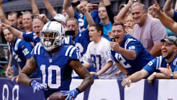INDIANAPOLIS, IN - SEPTEMBER 11: Indianapolis Colts fans react after a touchdown by Donte Moncrief #10 of the Indianapolis Colts during the second quarter of the game against the Detroit Lions at Lucas Oil Stadium on September 11, 2016 in Indianapolis, Indiana. (Photo by Joe Robbins/Getty Images)