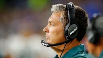 DETROIT, MI - OCTOBER 09: Defensive Coordinator Jim Schwartz of the Philadelphia Eagles and formally head coach of the Detroit Lions watches his defense at Ford Field on October 9, 2016 in Detroit, Michigan. (Photo by Leon Halip/Getty Images)