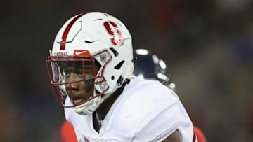 TUCSON, AZ - OCTOBER 29: Linebacker Bobby Okereke #20 of the Stanford Cardinal celebrates after a sack against Arizona Wildcats during the first quarter of the college football game at Arizona Stadium on October 29, 2016 in Tucson, Arizona. (Photo by Christian Petersen/Getty Images)