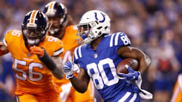 INDIANAPOLIS, IN - DECEMBER 14: Chester Rogers #80 of the Indianapolis Colts runs with the ball against the Denver Broncos during the first half at Lucas Oil Stadium on December 14, 2017 in Indianapolis, Indiana. (Photo by Andy Lyons/Getty Images)