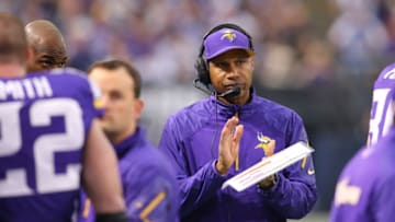 MINNEAPOLIS, MN - DECEMBER 15: Head coach Leslie Frazier of the Minnesota Vikings works the sidelines against the Philadelphia Eagles on December 15, 2013 at Mall of America Field at the Hubert H. Humphrey Metrodome in Minneapolis, Minnesota. (Photo by Adam Bettcher/Getty Images)