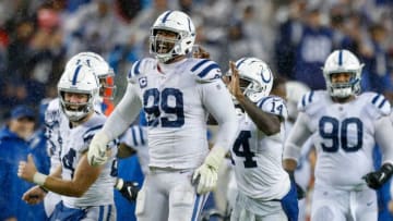 Indianapolis Colts tight end Jack Doyle (84), defensive tackle DeForest Buckner (99) and wide receiver Zach Pascal (14) celebrate after winning the game against the San Francisco 49ers, 30-18, Sunday, Oct. 24, 2021, at Levi's Stadium in Santa Clara, Calif.
Indianapolis Colts Visit The San Francisco 49ers For Nfl Week 7 At Levi S Stadium In Santa Clara Calif Sunday Oct 24 2021