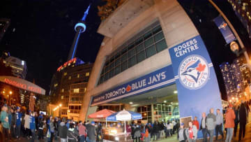 Oct 19, 2015; Toronto, Ontario, CAN; Fans line up to enter Rogers Centre prior to game three of the ALCS between the Toronto Blue Jays and the Kansas City Royals. Mandatory Credit: Dan Hamilton-USA TODAY Sports