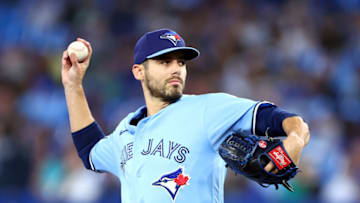 TORONTO, ON - SEPTEMBER 16: Julian Merryweather #67 of the Toronto Blue Jays delivers a pitch in the second inning against the Baltimore Orioles at Rogers Centre on September 16, 2022 in Toronto, Ontario, Canada. (Photo by Vaughn Ridley/Getty Images)