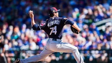 MESA, AZ - FEBRUARY 26: Shawn Morimando #74 of the Cleveland Indians pitches in the fourth inning during a spring training game against the Chicago Cubs at Sloan Park on February 26, 2017 in Mesa, Arizona. (Photo by Rob Tringali/Getty Images)