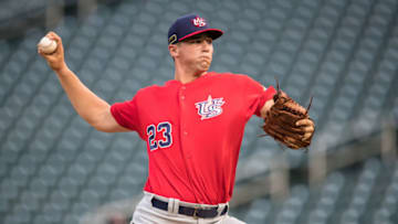MINNEAPOLIS, MN- AUGUST 24: Adam Kloffenstein #23 of the USA Baseball 18U National Team during the national team trials on August 24, 2017 at Target Field in Minneapolis, Minnesota. (Photo by Brace Hemmelgarn/Getty Images)