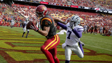 AMES, IA â OCTOBER 29: Defensive back Cedric Dozier No. 7 of the Kansas State Wildcats breaks up a pass meant in the end zone meant for as wide receiver Allen Lazard No. 5 of the Iowa State Cyclones in the second half of play at Jack Trice Stadium on October 29, 2016 in Ames, Iowa. The Kansas State Wildcats won 31-26 over the Iowa State Cyclones. (Photo by David Purdy/Getty Images)