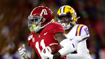 TUSCALOOSA, AL - NOVEMBER 09: Henry Ruggs III #11 of the Alabama Crimson Tide rushes during the second half against the LSU Tigers at Bryant-Denny Stadium on November 9, 2019 in Tuscaloosa, Alabama. (Photo by Todd Kirkland/Getty Images)