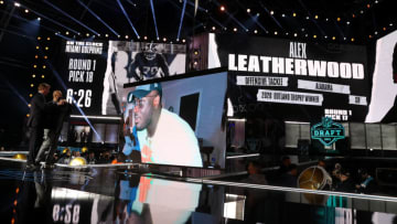 CLEVELAND, OHIO - APRIL 29: Alex Leatherwood is selected 17th by the Las Vegas Raiders during round one of the 2021 NFL Draft at the Great Lakes Science Center on April 29, 2021 in Cleveland, Ohio. (Photo by Gregory Shamus/Getty Images)