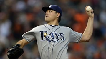 Jun 24, 2016; Baltimore, MD, USA; Tampa Bay Rays starting pitcher Matt Moore (55) pitches during the first inning against the Baltimore Orioles at Oriole Park at Camden Yards. Mandatory Credit: Tommy Gilligan-USA TODAY Sports